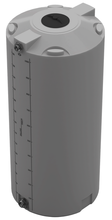 300 GAL PROCHEM® POTABLE WATER TANK W/BULKHEAD FITTINGS - LPE 1.0 FDA - DK GRAY - DIA 35